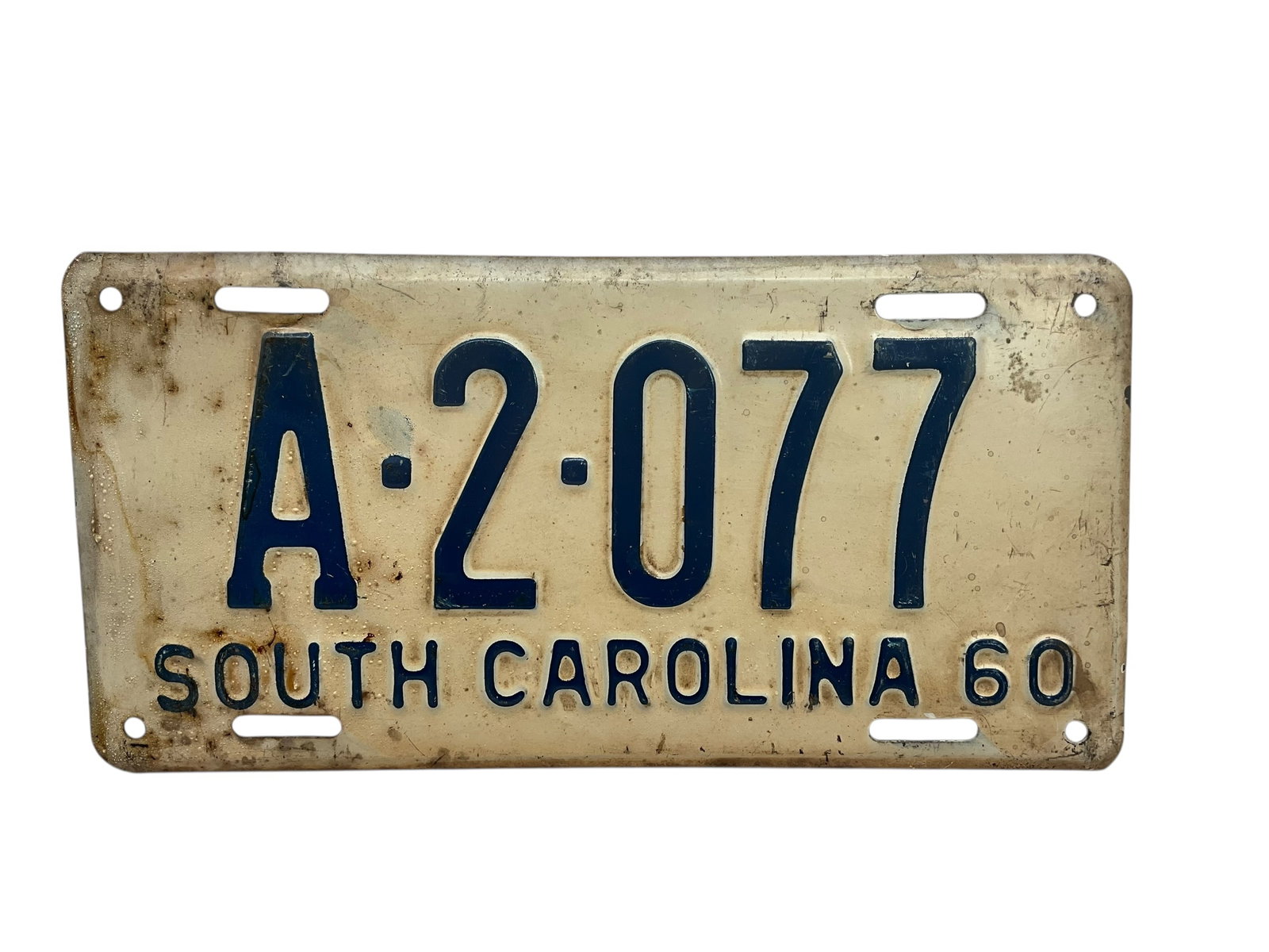 1960 South Carolina Auto License Plate Tag: Used condition. See photos.