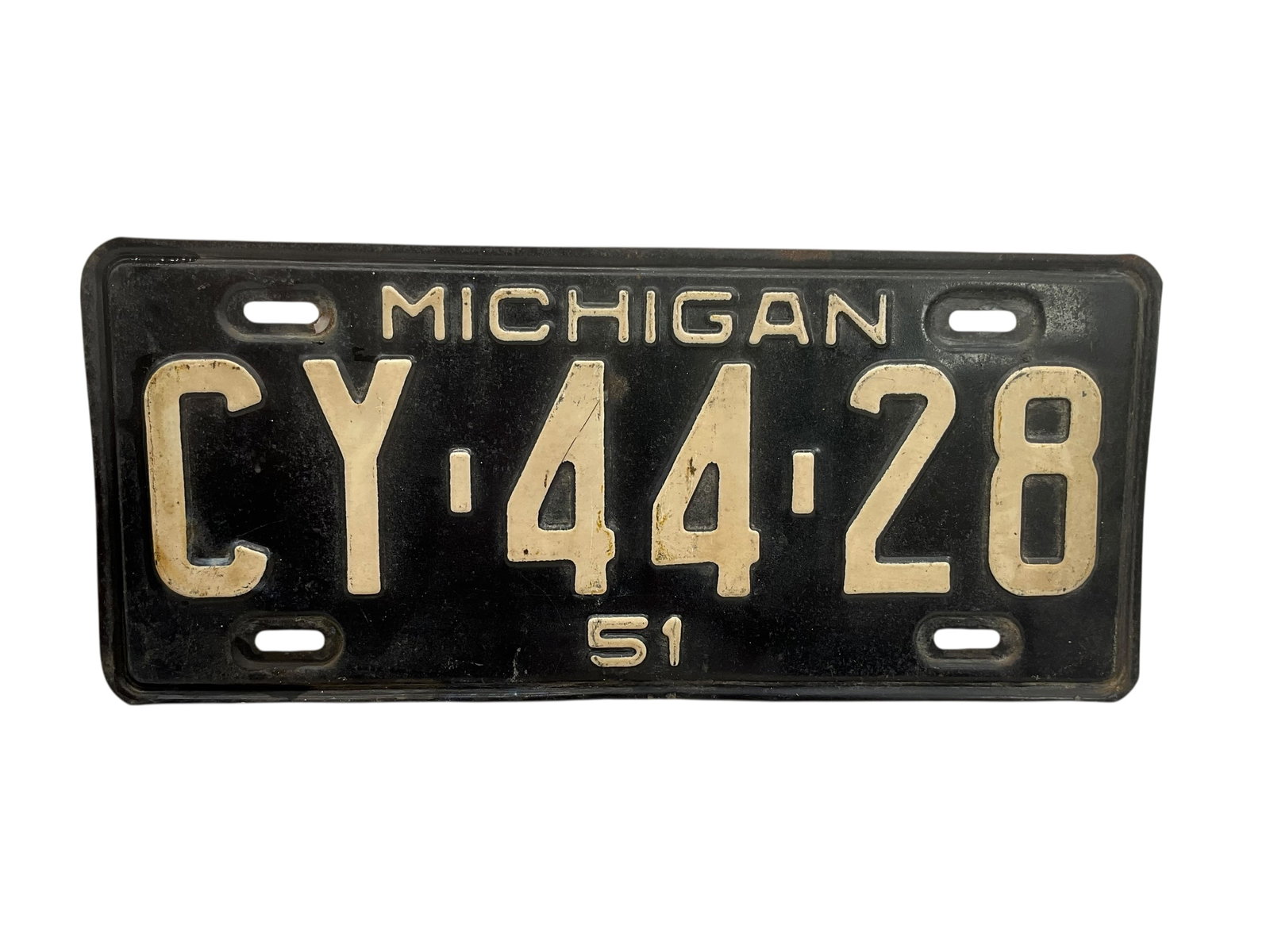 1951 Michigan Auto License Plate Tag: Used condition. See photos.