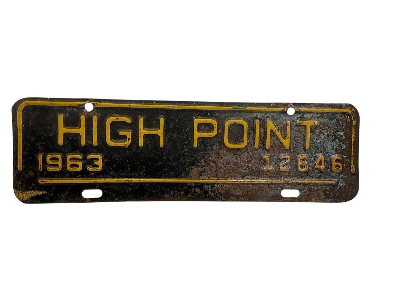 1963 High Point North Carolina City License Plate Tag (1 of 2)