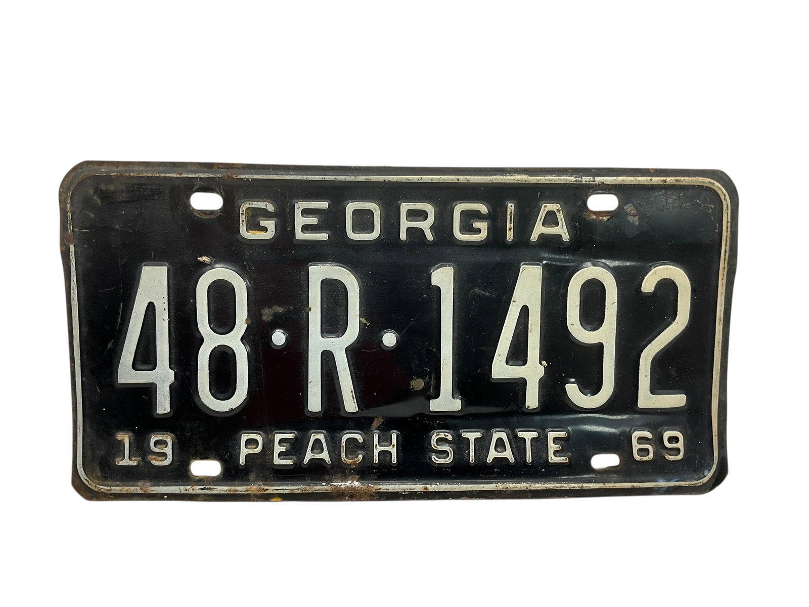 1969 Georgia License Plate Tag: Used condition. See photos.