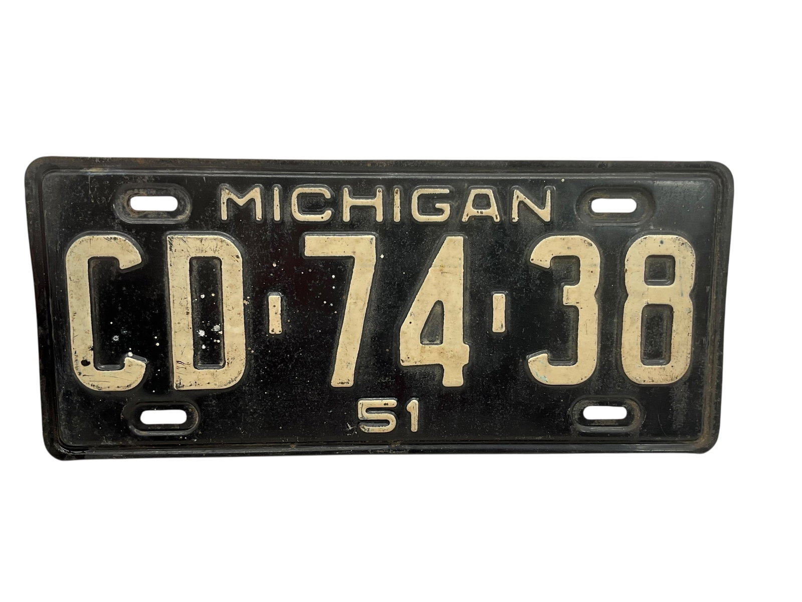 1951 Michigan Auto License Plate Tag: Used condition. See photos.