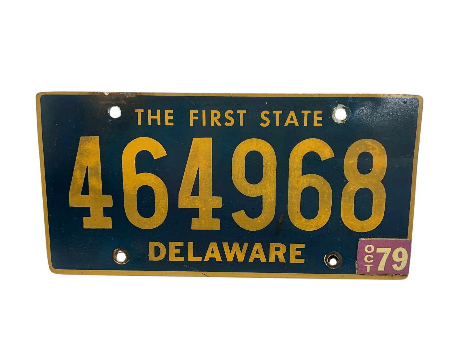 1979 Delaware Auto License Plate Tag: Used condition. See photos.