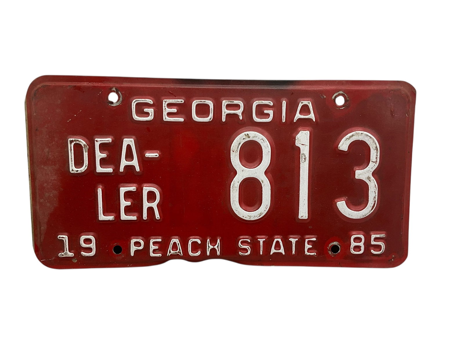 1985 Georgia Dealer Auto License Plate Tag: Used condition. See photos.