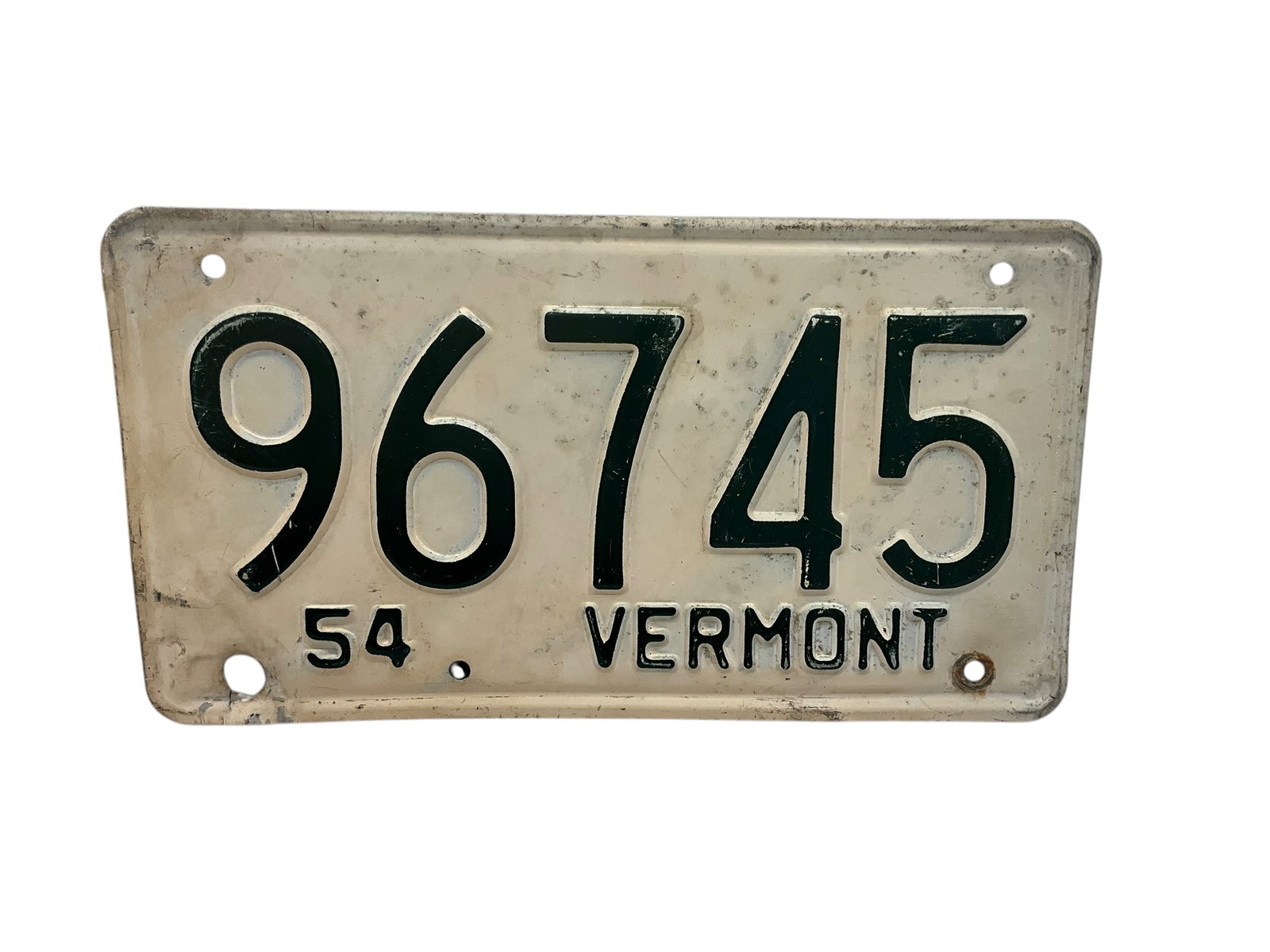 1954 Vermont Auto License Plate Tag: Used condition. See photos.
