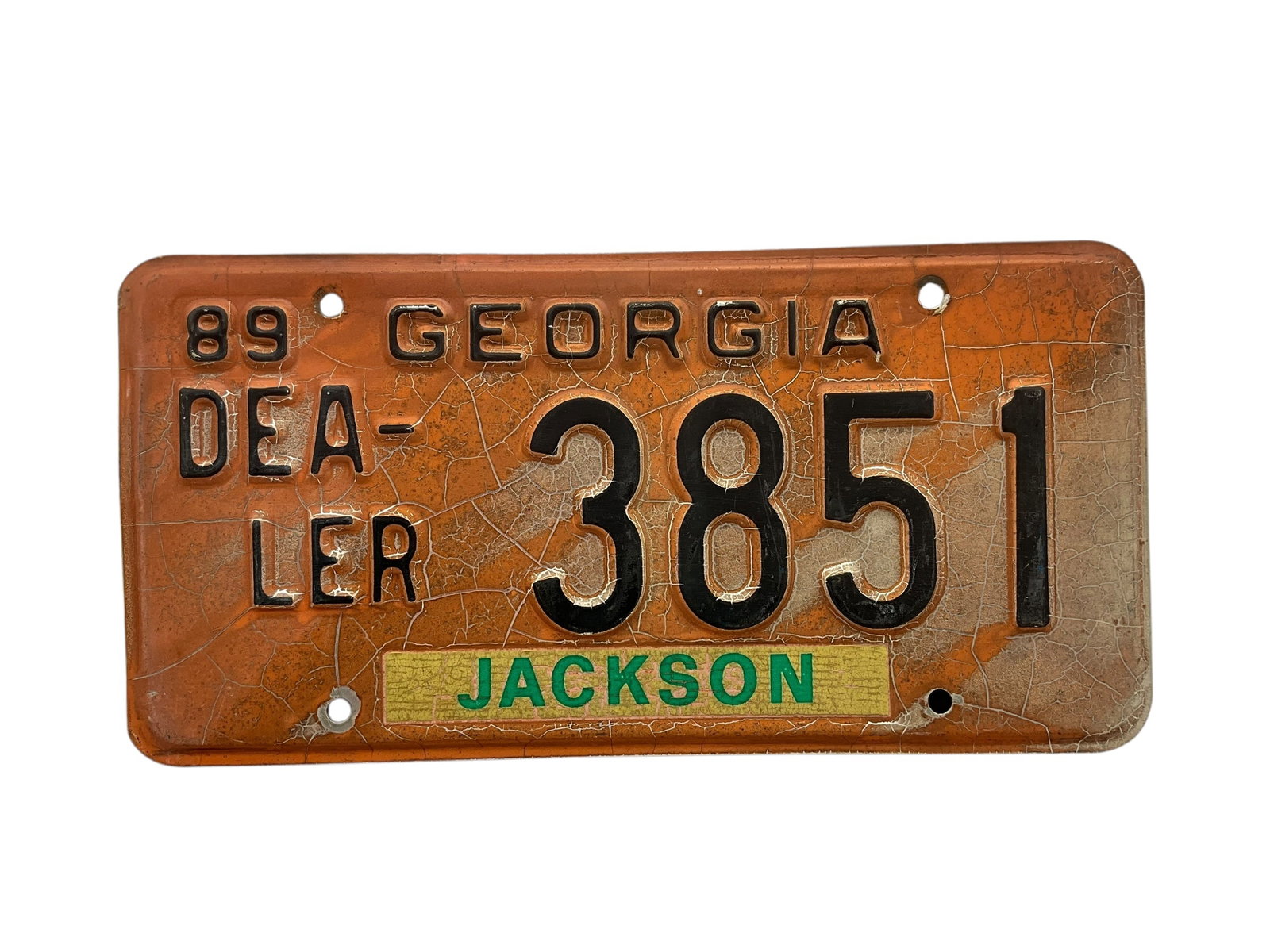 1989 Georgia Dealer Auto License Plate Tag: Used condition. See photos.