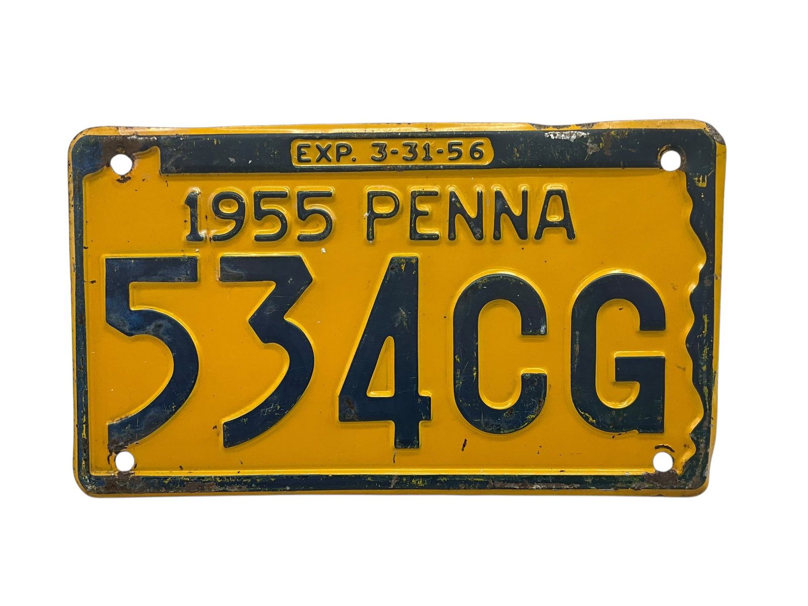 1955 Pennsylvania Auto License Plate Tag: Used condition. See photos.