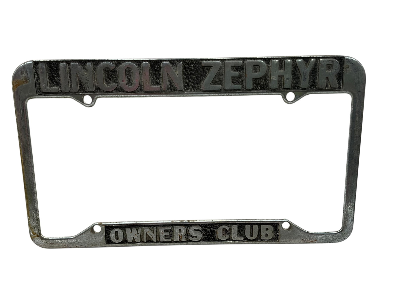 Vintage Lincoln / Zephyr Owners Club Chrome Tag Frame: Used condition. See photos.