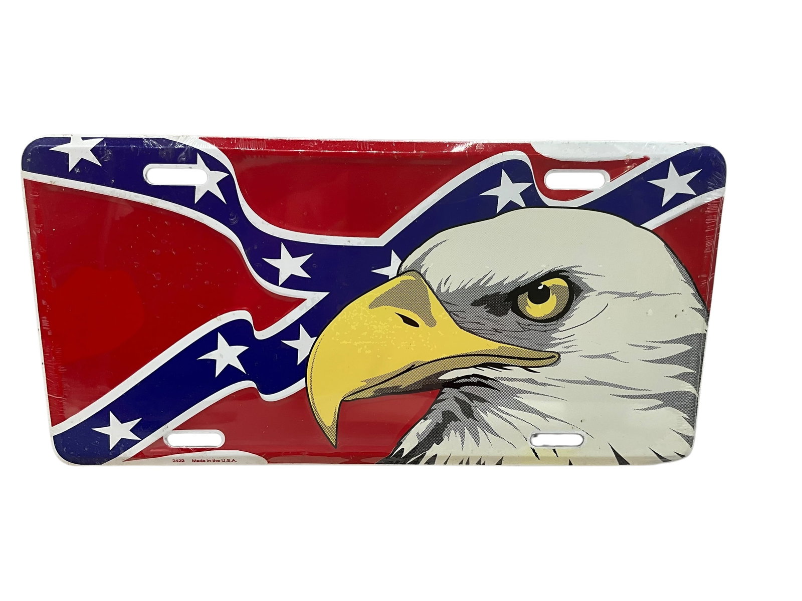 Vintage Confederate Flag / Eagle Auto License Plate Tag: New & Sealed condition. See photos.