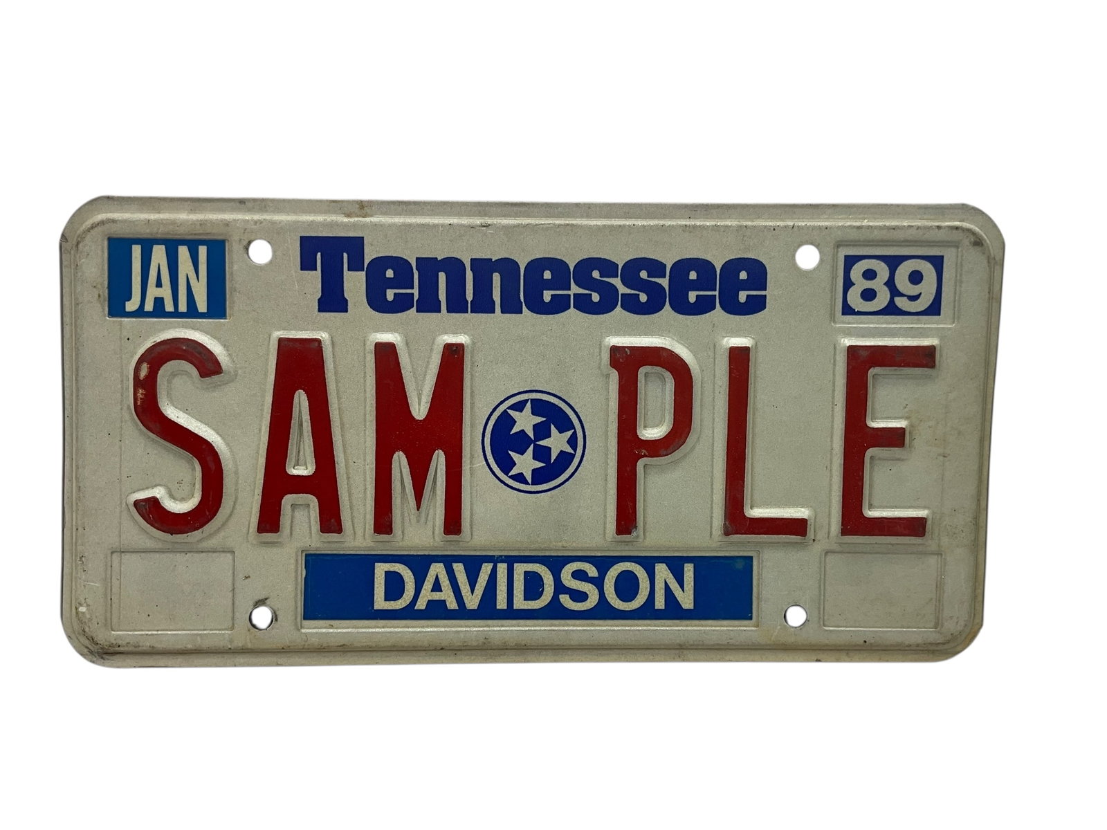 1989 Tennessee SAMPLE Auto License Plate Tag: Used condition. See photos.