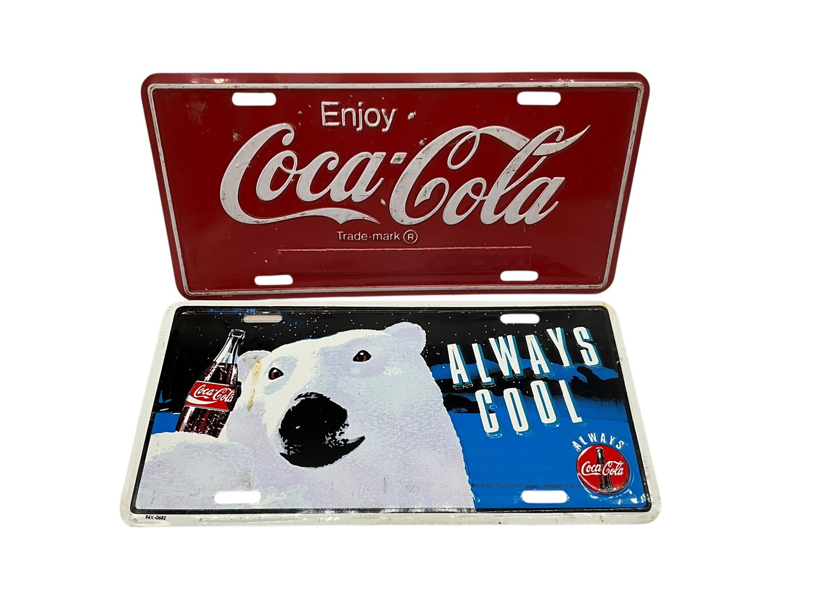 Pair Vintage Coke Coca Cola Auto License Plate Tag: Used condition. See photos.