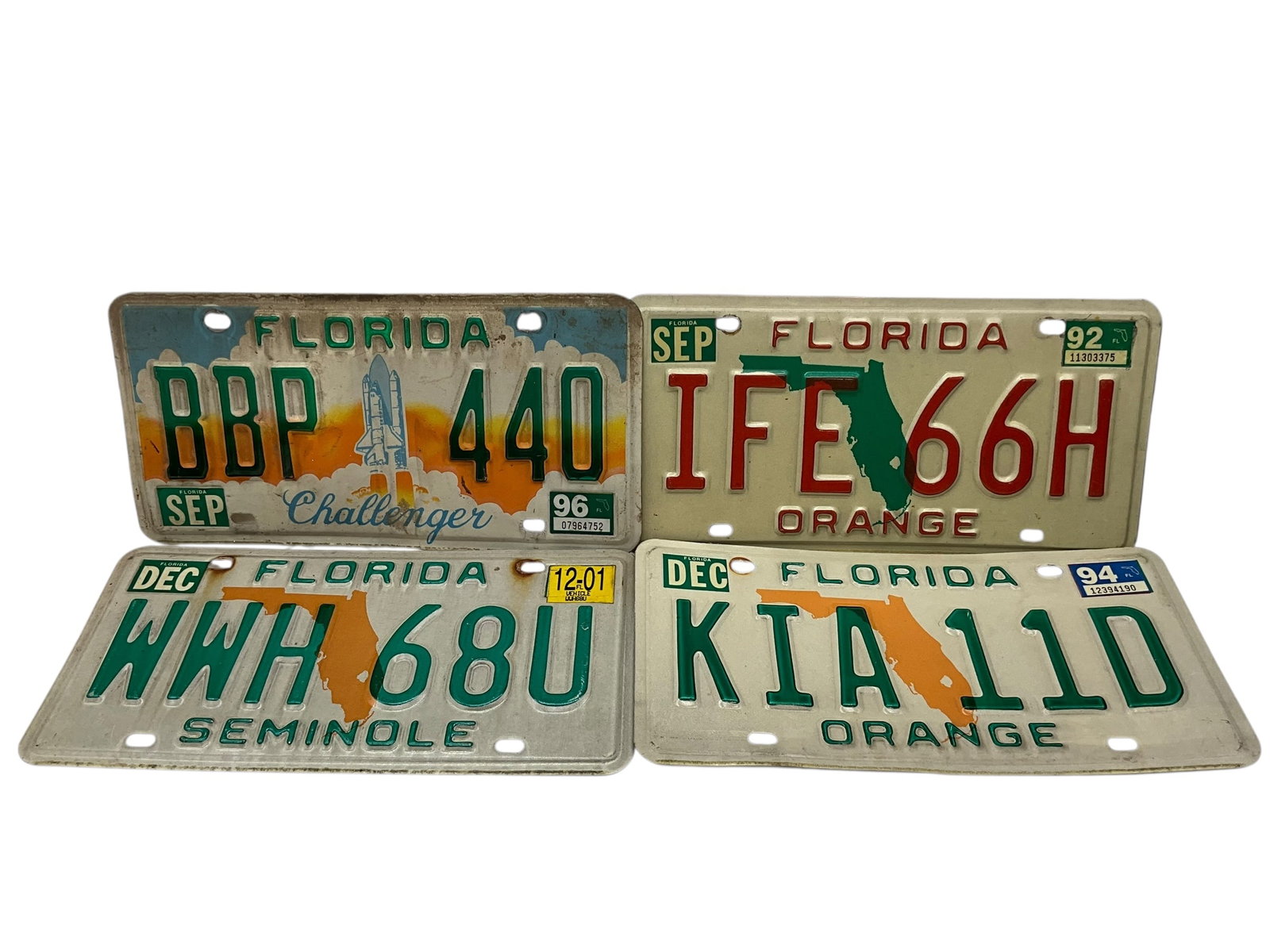 Lot Of 4 Florida Auto License Plate Tags: Used condition. See photos.