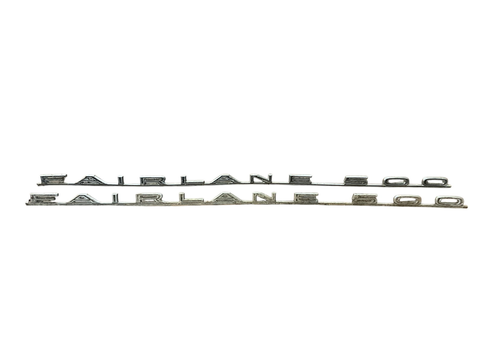 Pair 1965 Ford Fairlane 500 Fender Emblems C50B-62291A36-A: Used condition. Meed cleaning. See photos.