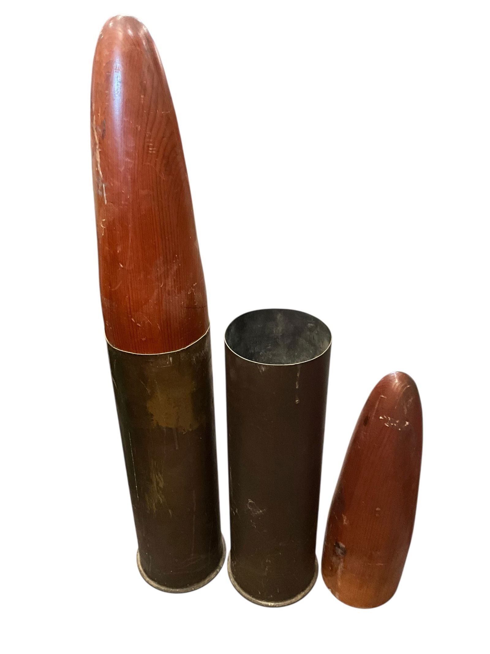 Pair Large Vintage MK Artillery Shells With Wood Inserts (1 of 3)