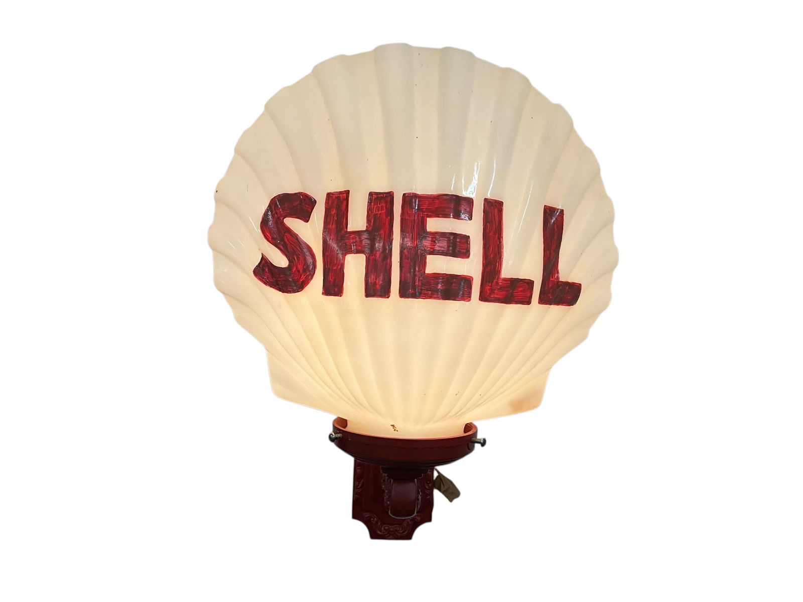 1930’s Shell Gas & Oil Gas Pump Shell Milk Glass Globe Sign Complete (1 of 15)