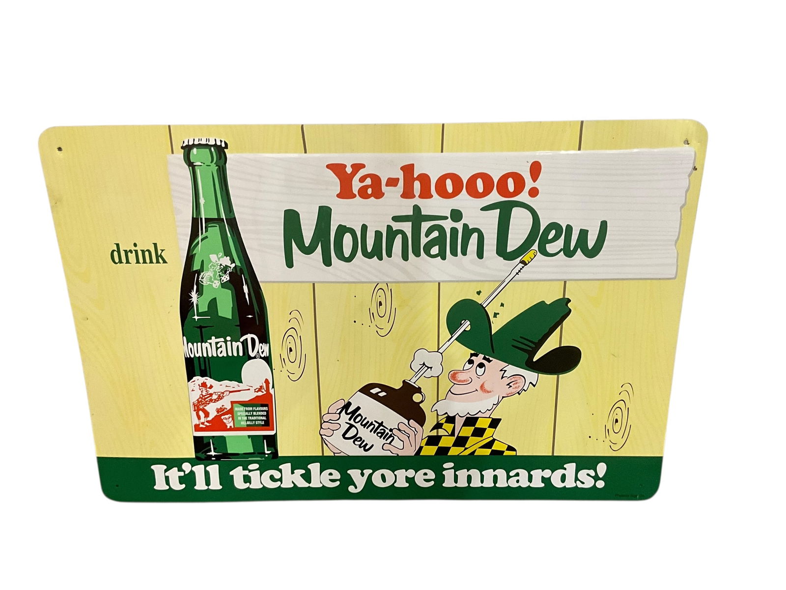 Ya-hooo!!! Mountain Dew Metal Tin Embossed Sign / Phoenix Sign Co (1 of 3)