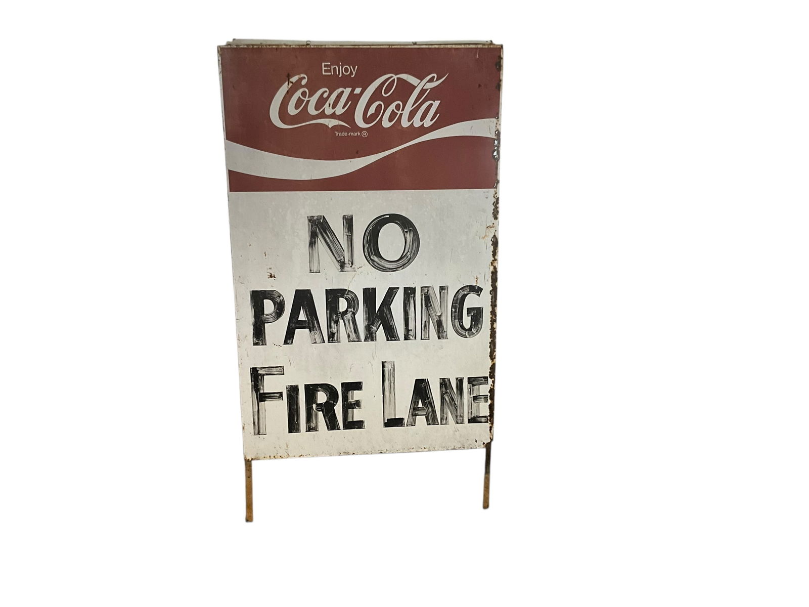 Large Coca Cola NO PARKING FIRE LANE Metal Sign / Over 4 Foot (1 of 4)