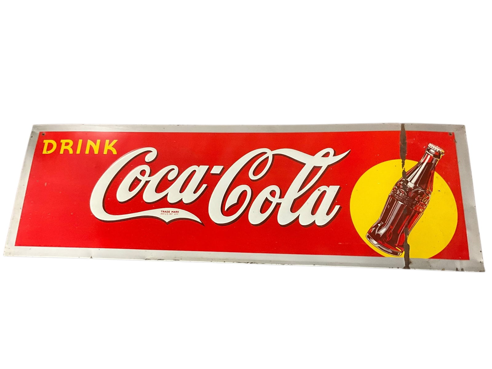 Vintage DRINK COCA COLA Embossed Metal Sign (1 of 4)