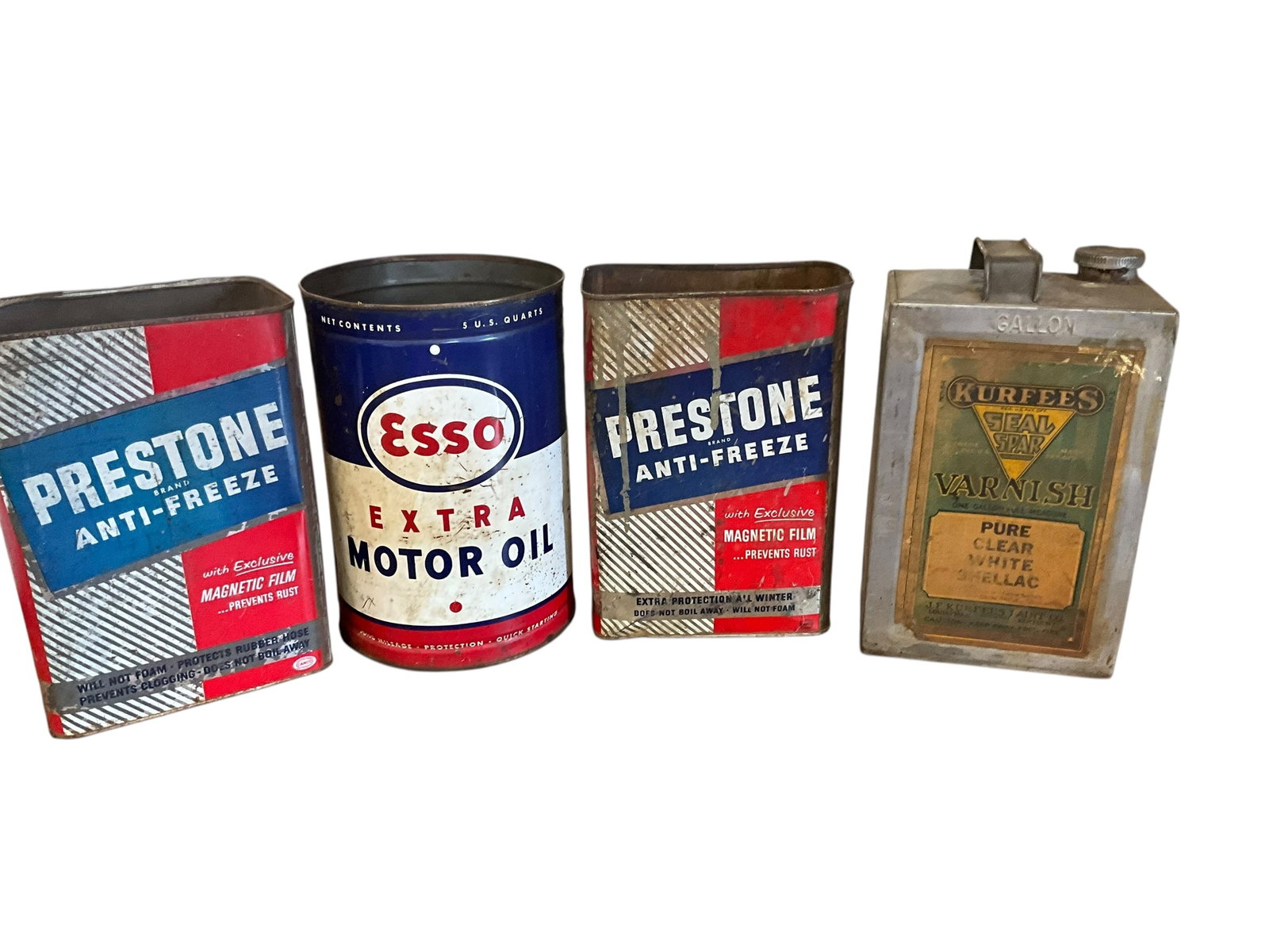 Lot Of 4 Vintage Advertising Cans ESSO / PRESTONE / KURFEES (1 of 1)