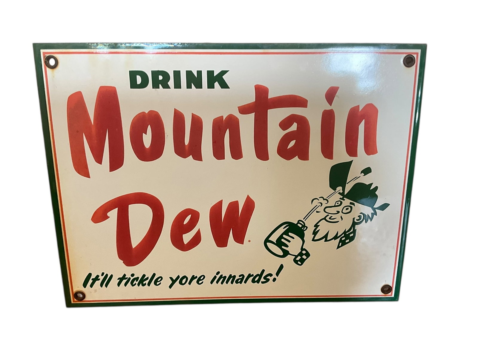 Mountain Dew Enamel Sign: Used condition. 12 x 9 inches. See photos.