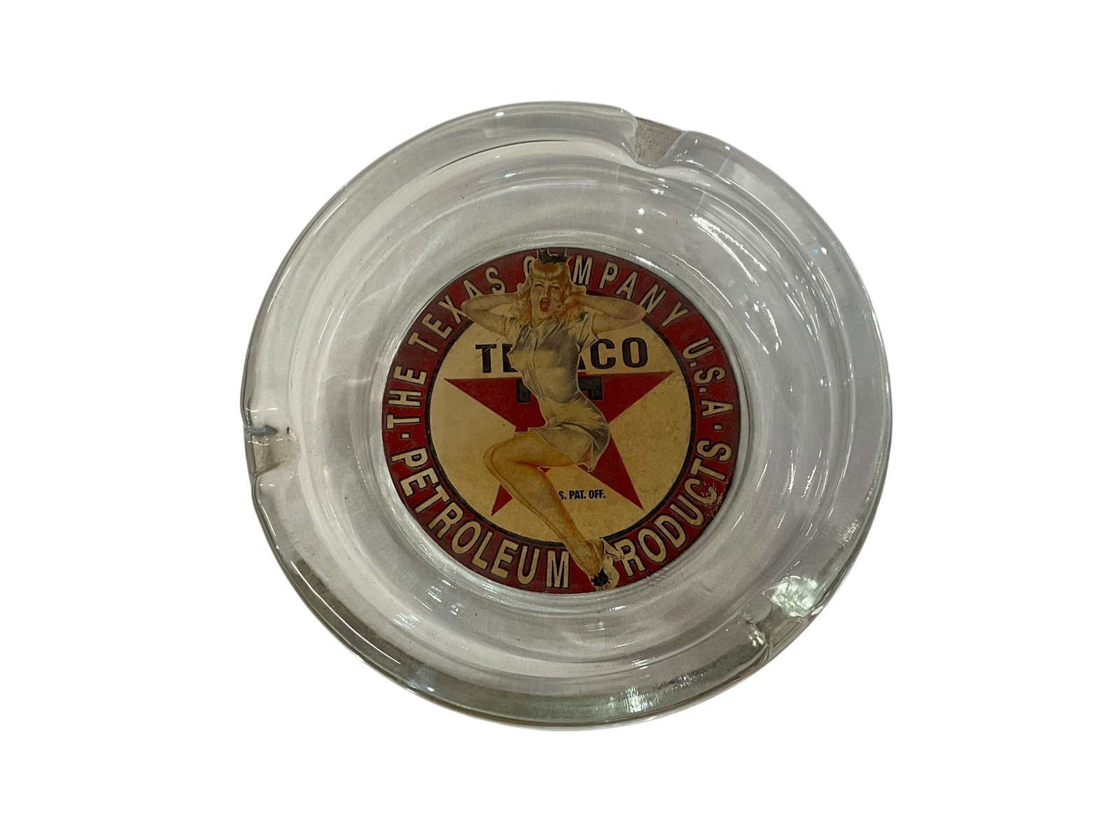 Vintage Texaco Ashtray / Compliments Of You Local TEXACO Dealer: Good condition. 4 1/2 inches across. See photos