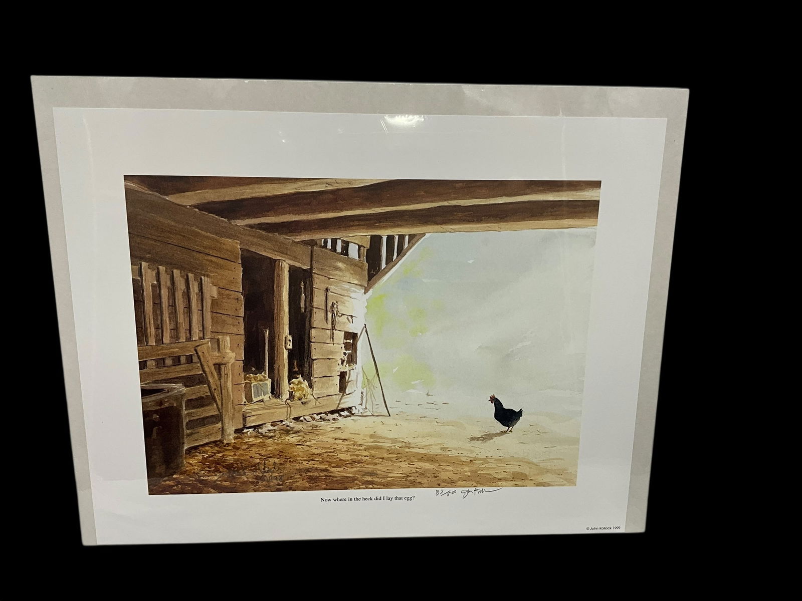 John Kollock - Heck Did I Lay That Egg? - 87/500: Sealed print in excellent condition. Pencil signed with info on back. Measures 16" x 12.5".