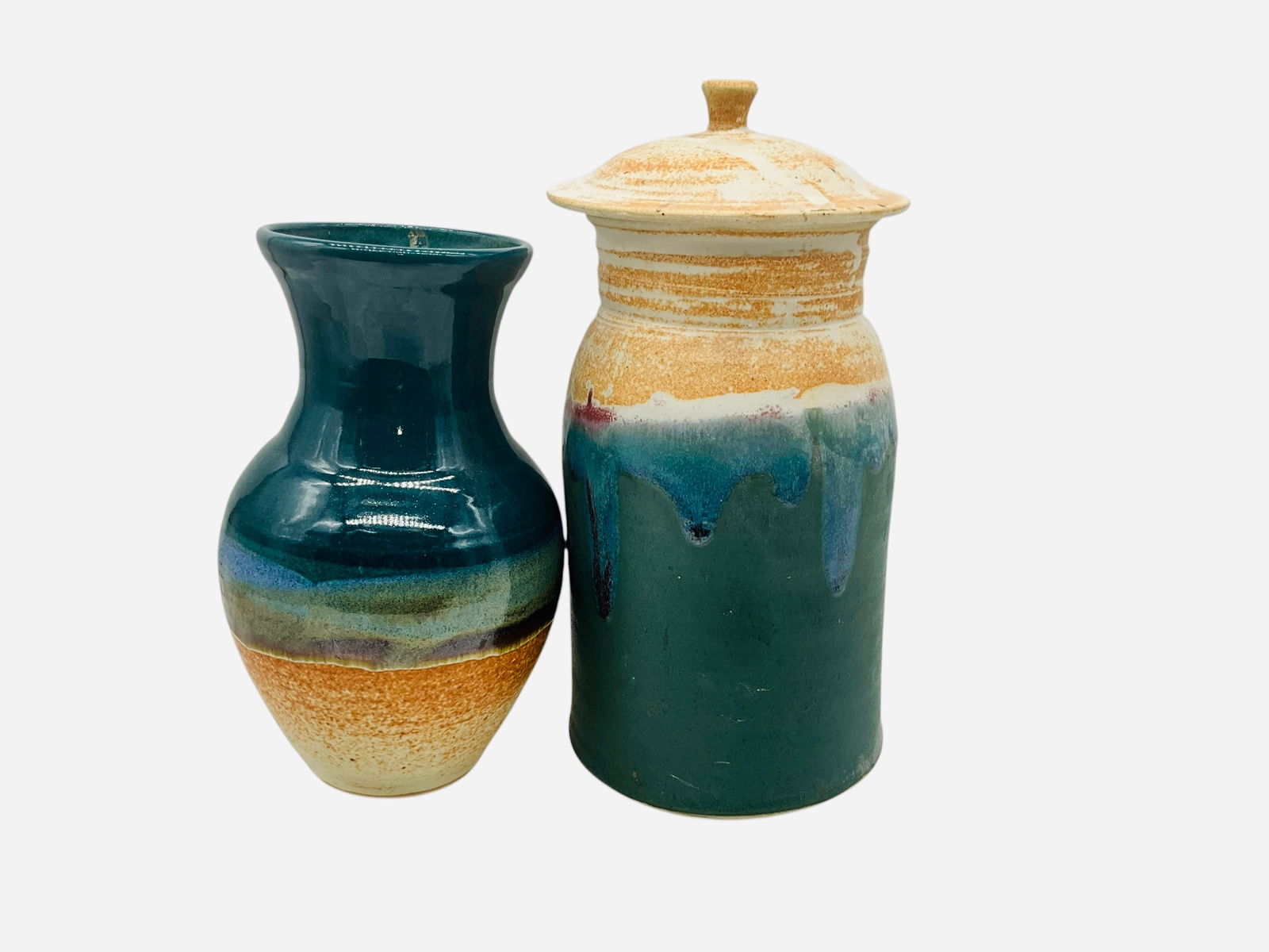 Studio Pottery Vase & Lidded Jar (1 of 2)