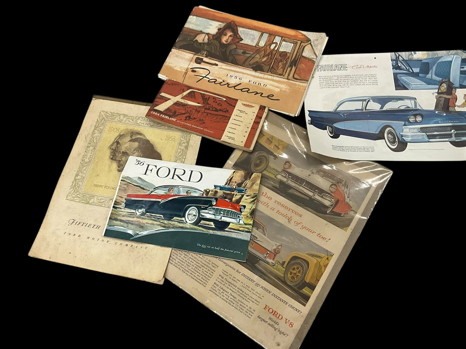 Vintage 50’s 60’s Ephemera Ford Lot / Fairlane / Calendar: Used condition. Signs of wear. See photos.