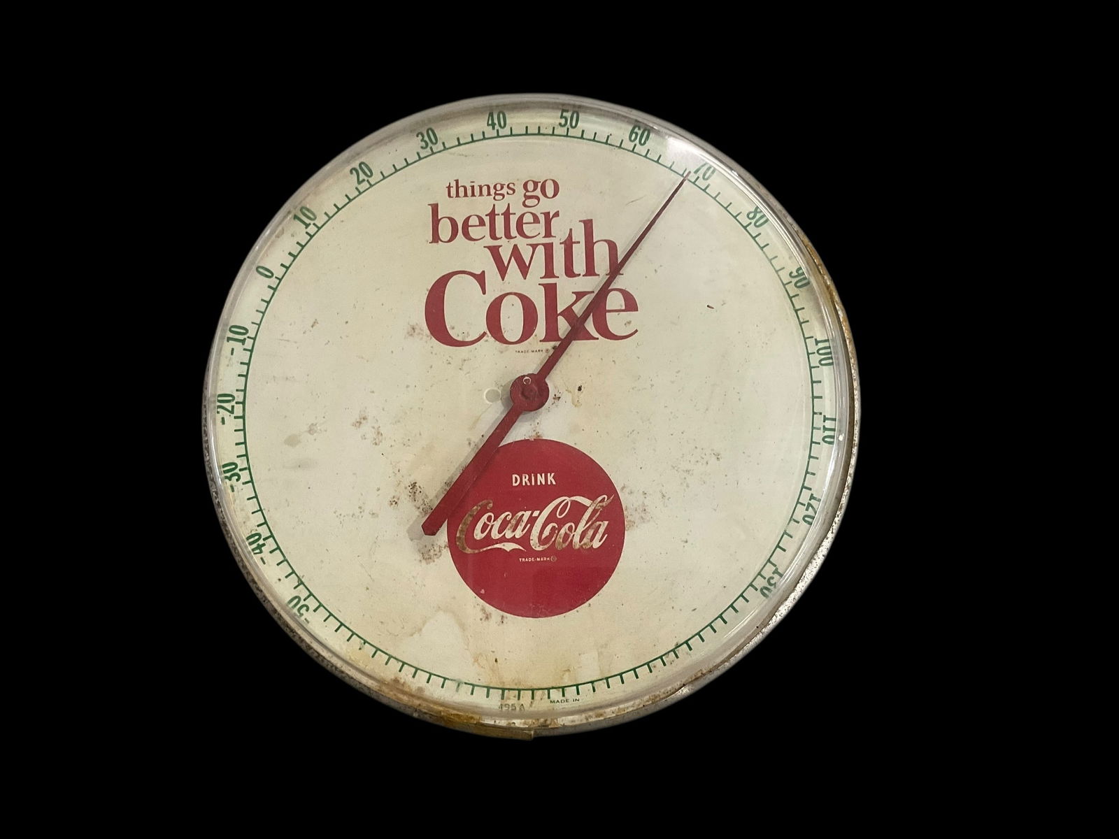 Vintage Coca Cola Round Thermometer (1 of 2)