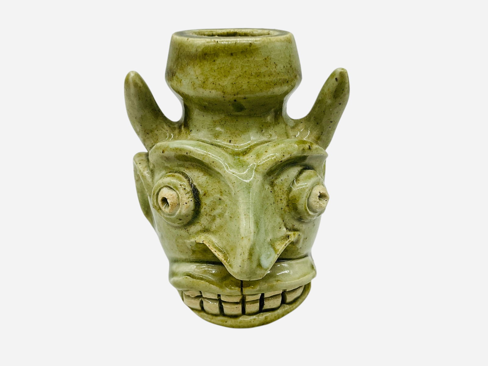 Randy Tobias Mini Edgefield Style Devil Face Jug (1 of 3)