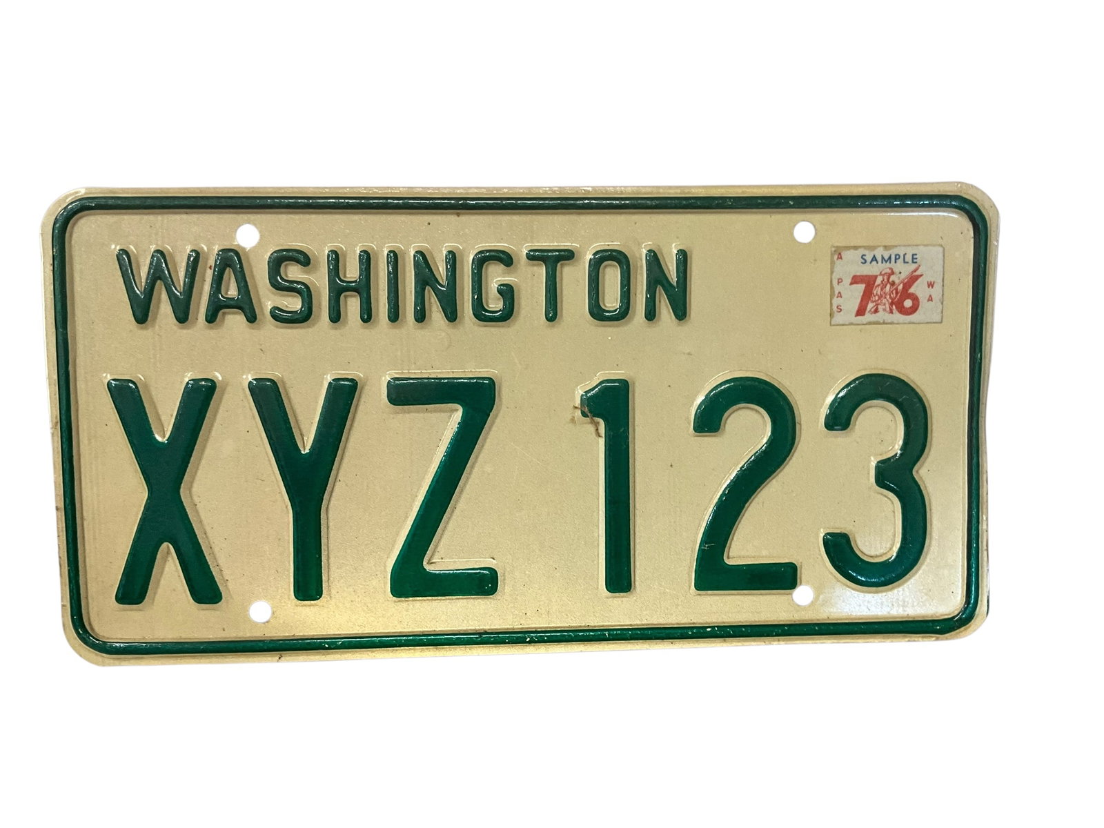 Washington 76 SAMPLE Auto License Plate Tag: Used condition. See photos.