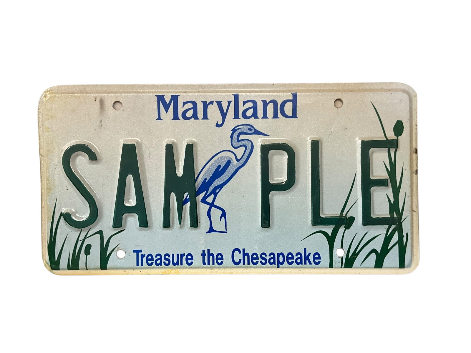 Maryland SAMPLE Auto License Plate Tag: Used condition. See photos.
