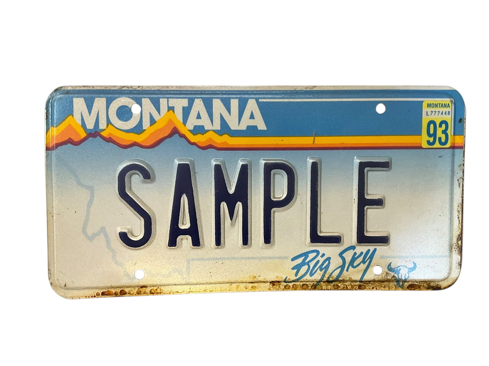 Montana 1993 SAMPLE Auto License Plate Tag: Used condition. See photos.
