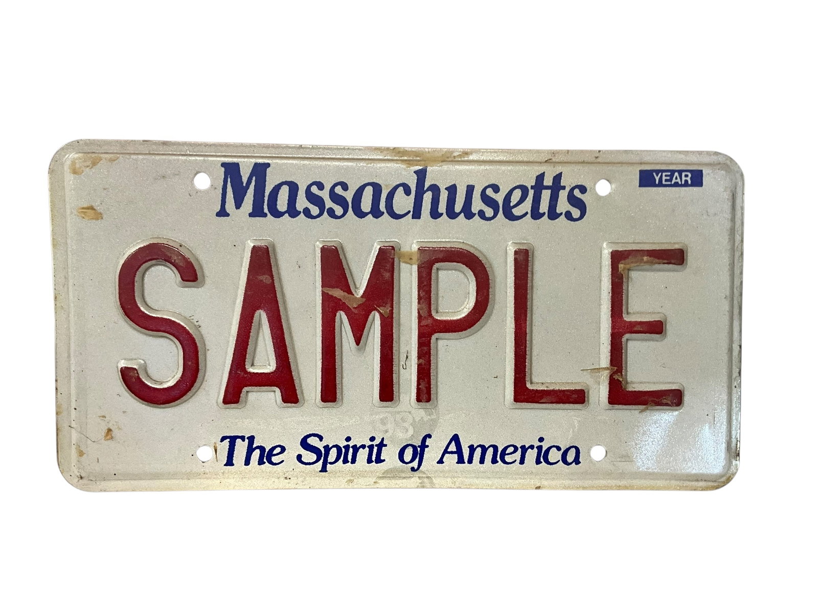 Massachusetts 1993 SAMPLE Auto License Plate Tag: Used condition. See photos.
