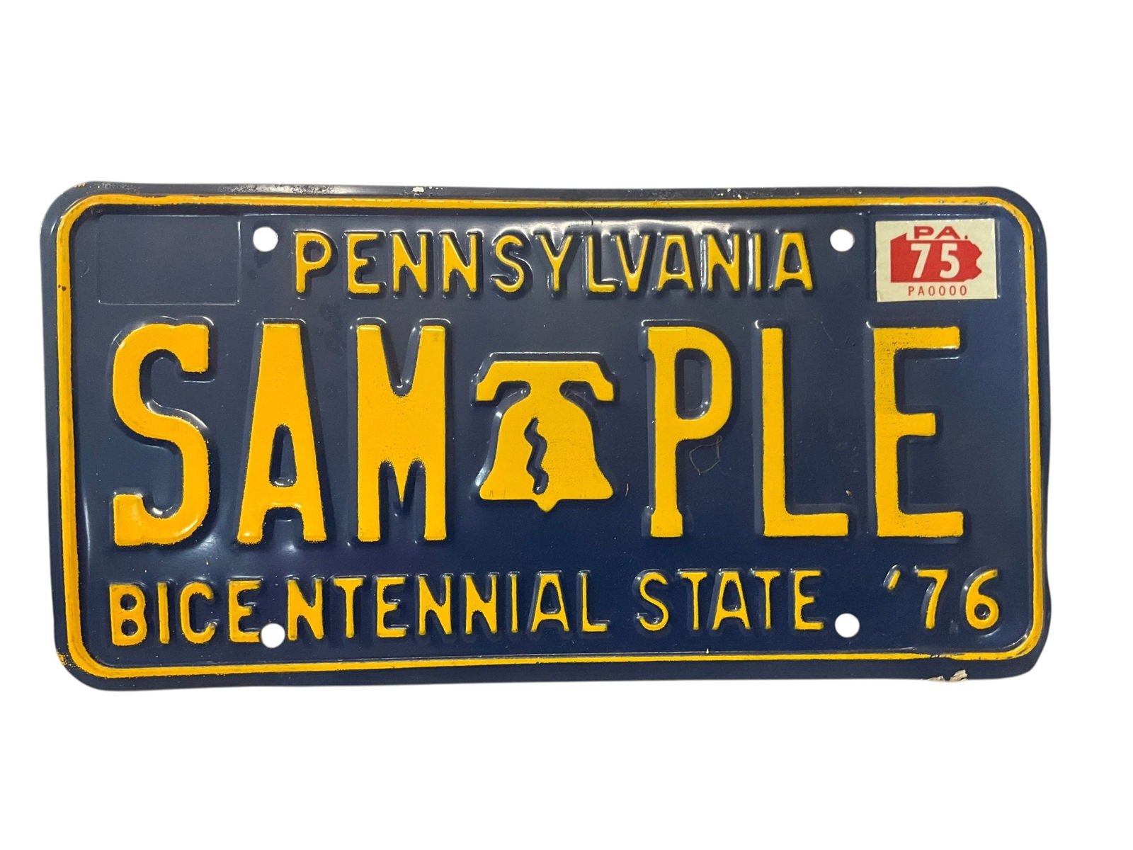 Pennsylvania 1976 SAMPLE Auto License Plate Tag (1 of 2)