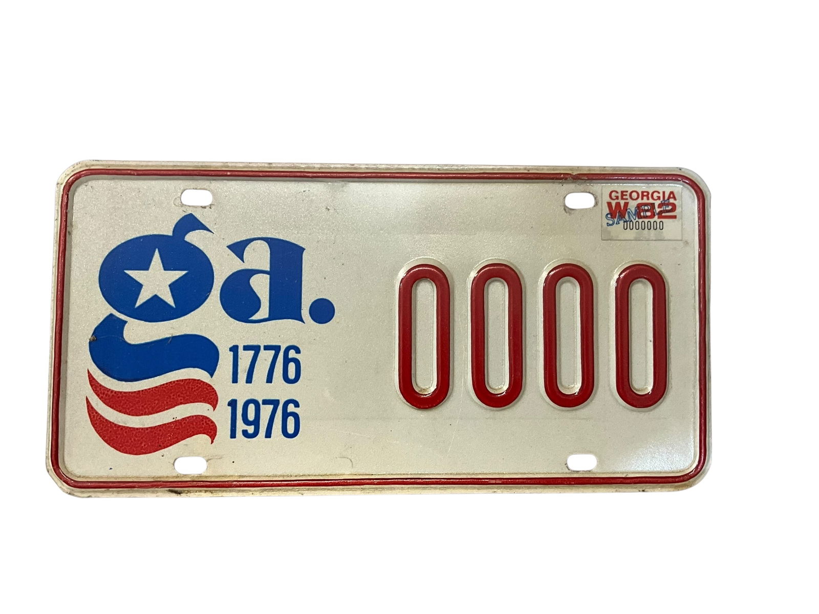 Georgia 1776 1976 SAMPLE Auto License Plate Tag (1 of 2)