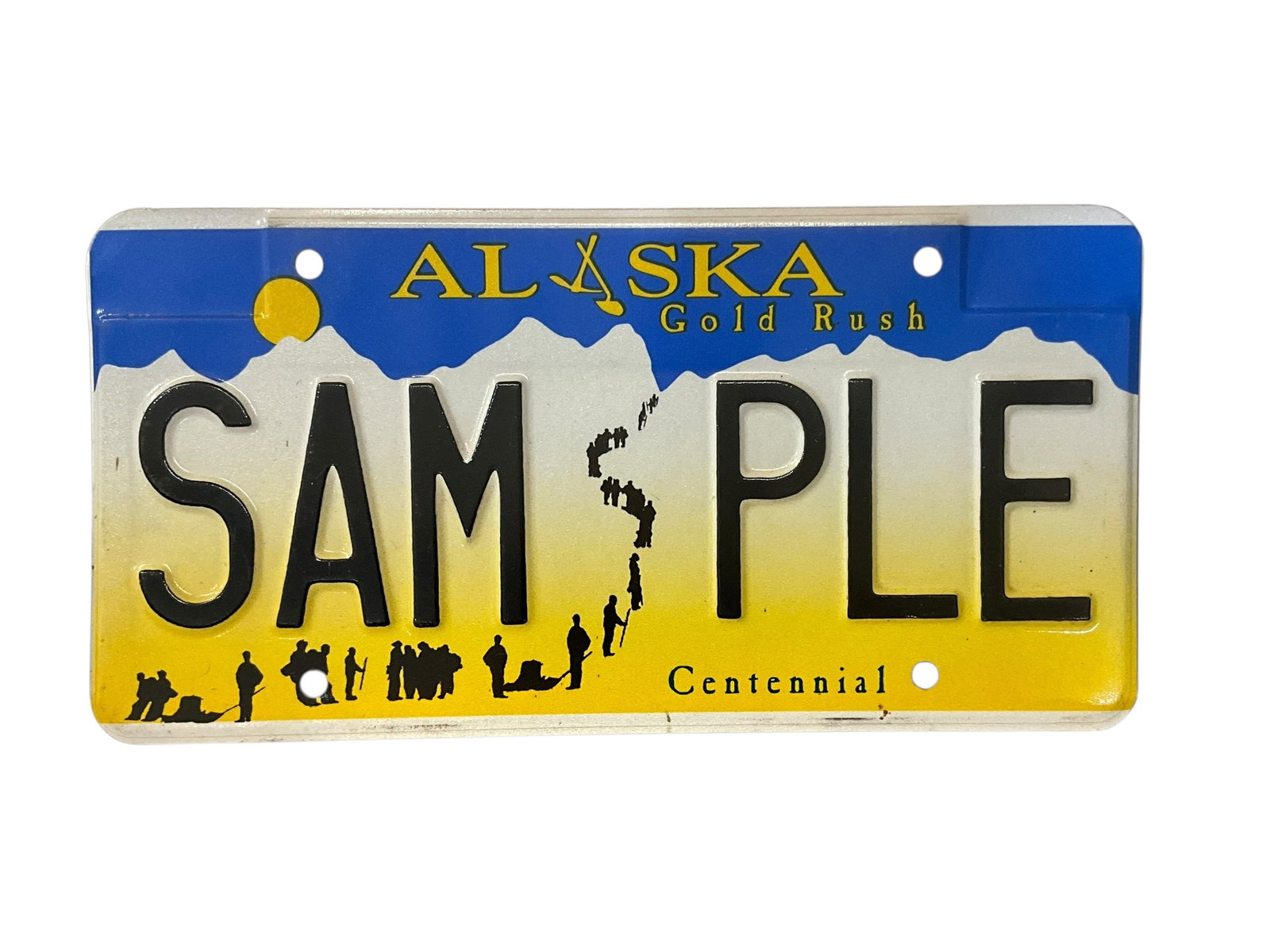 Alaska Gold Rush SAMPLE Auto License Plate Tag: Used condition. See photos.
