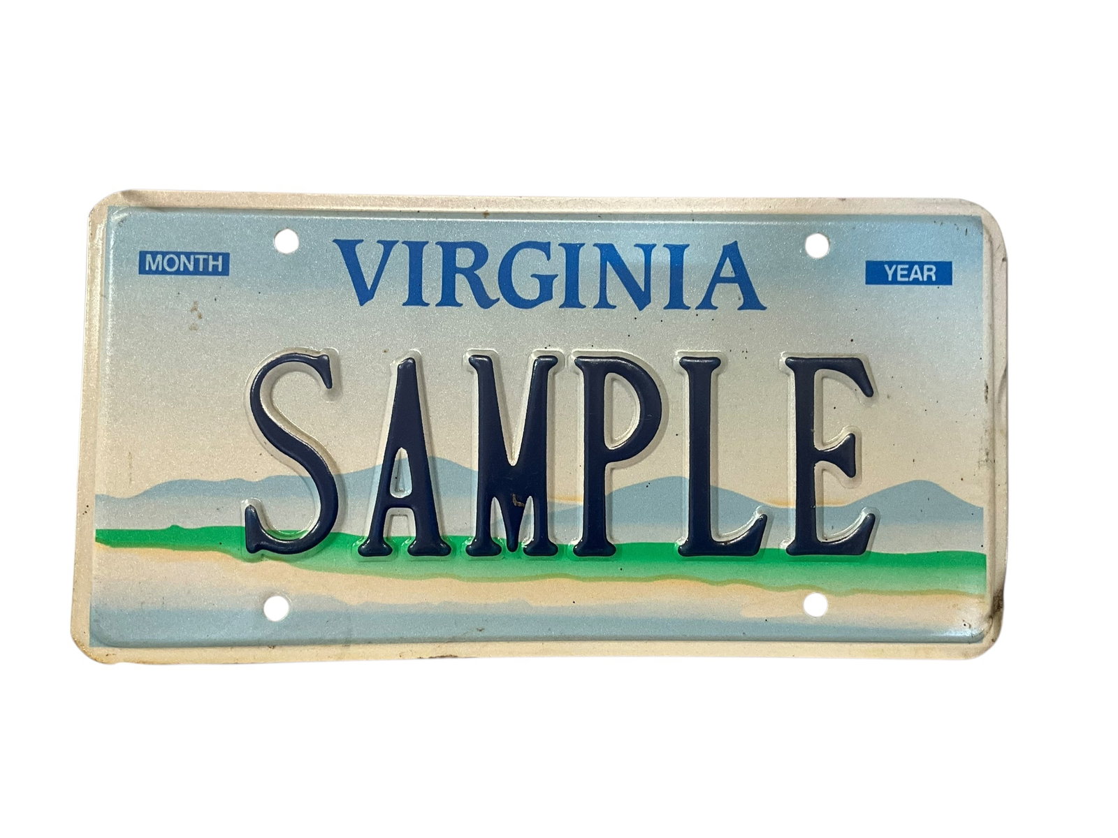 Virginia SAMPLE Auto License Plate Tag: Used condition. See photos.