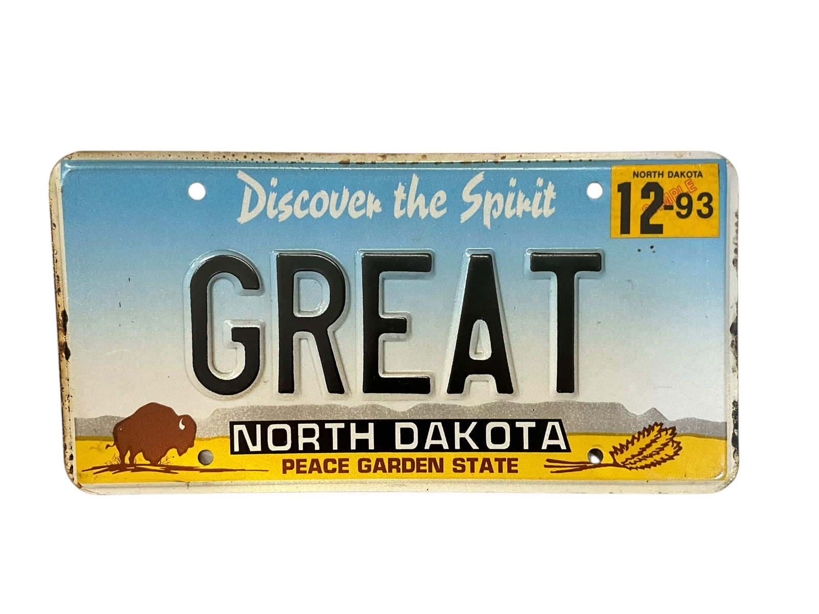 North Dakota 1993 Prestige Auto License Plate Tag GREAT (1 of 2)
