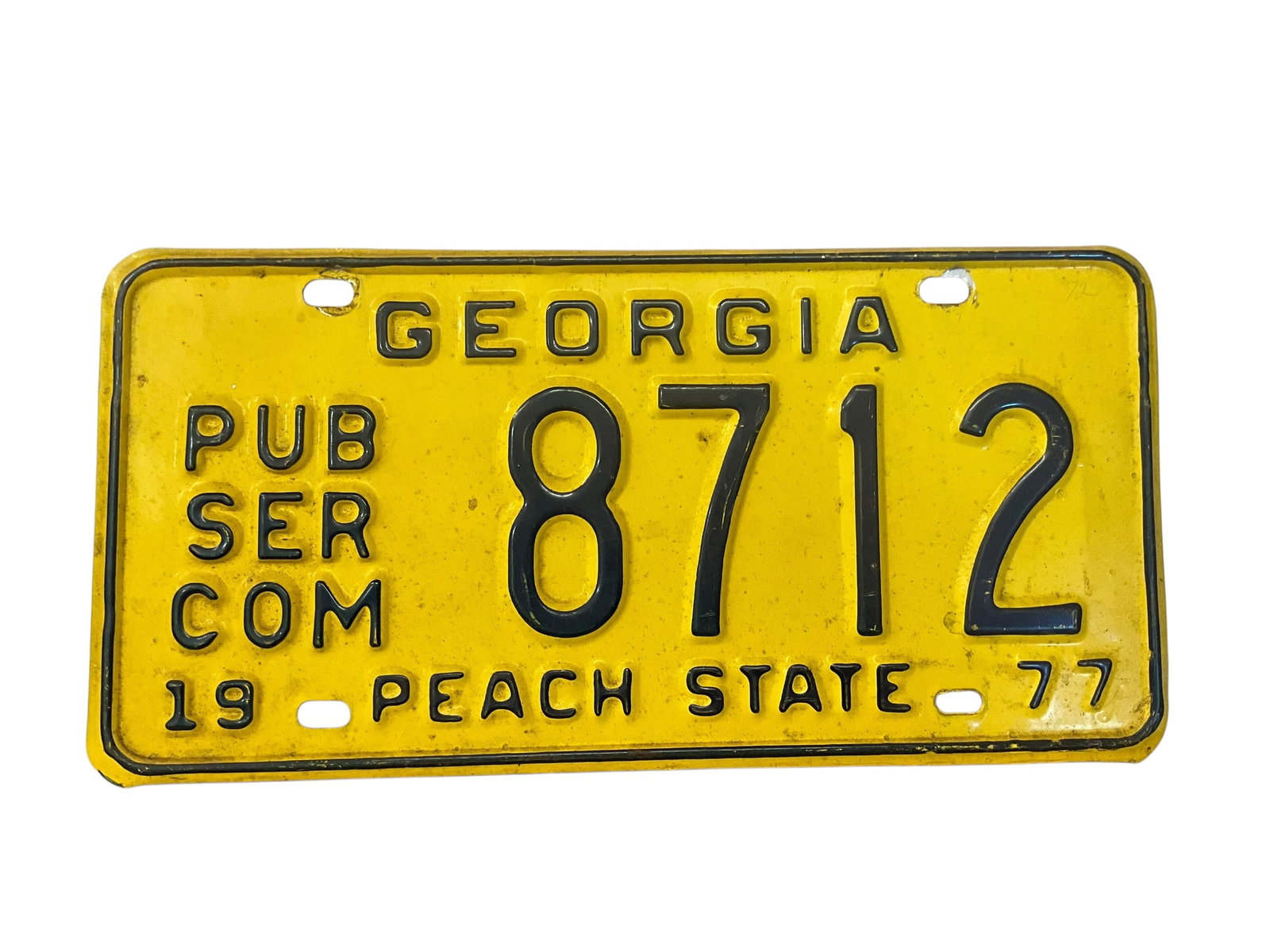 Georgia 1977 Public Service Commission Auto License Plate Tag: Used condition. See photos.