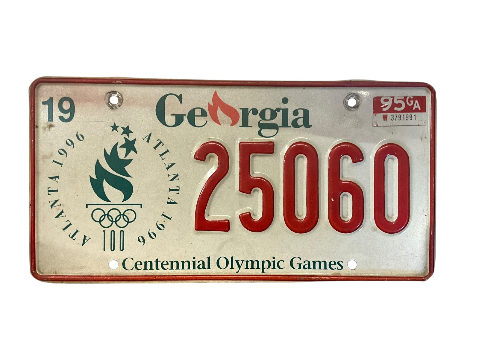 Georgia 1996 Olympic Auto License Plate Tag: Used condition. See photos.