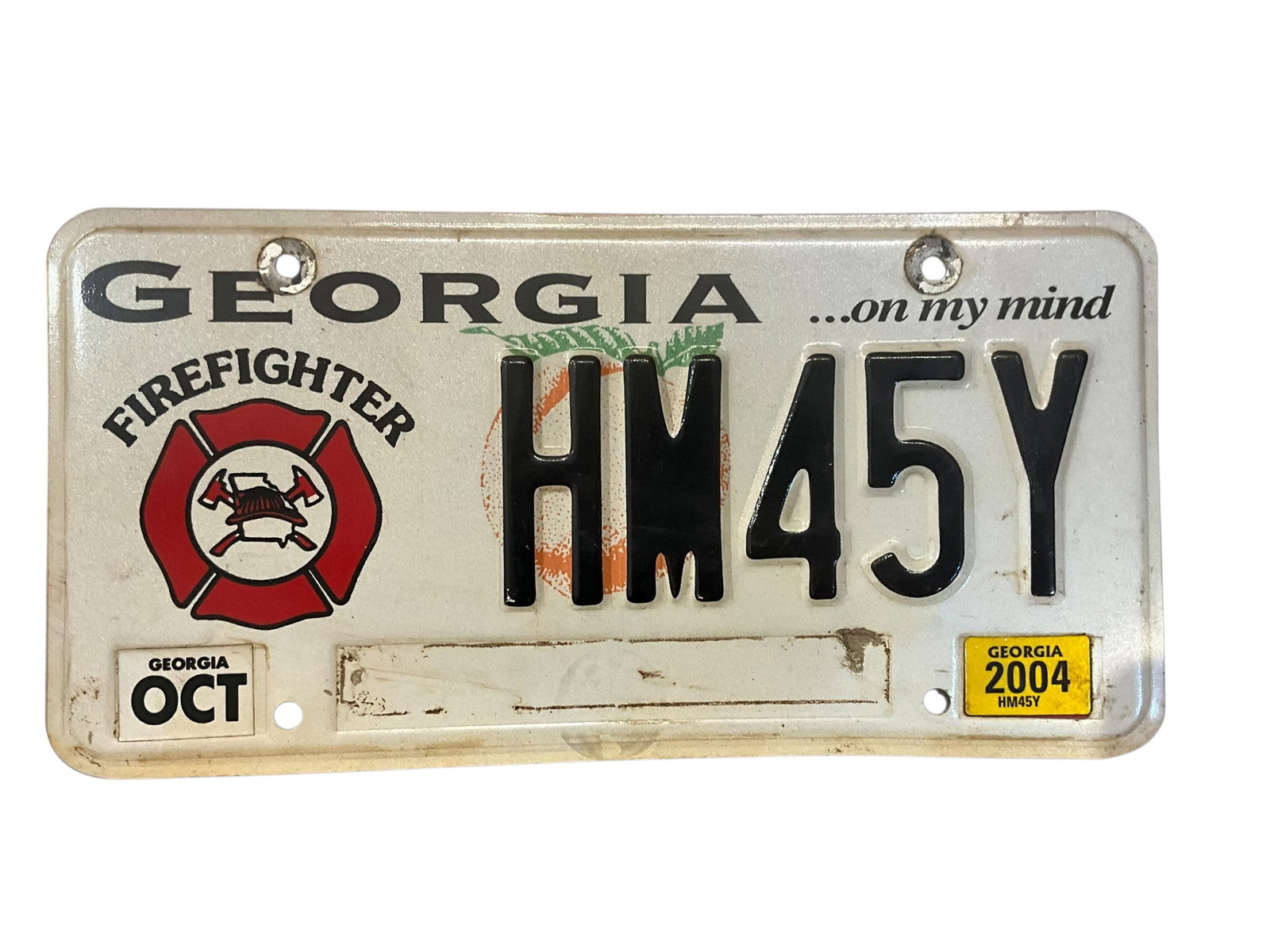 Georgia 2004 Firefighter Auto License Plate Tag: Used condition. See photos.