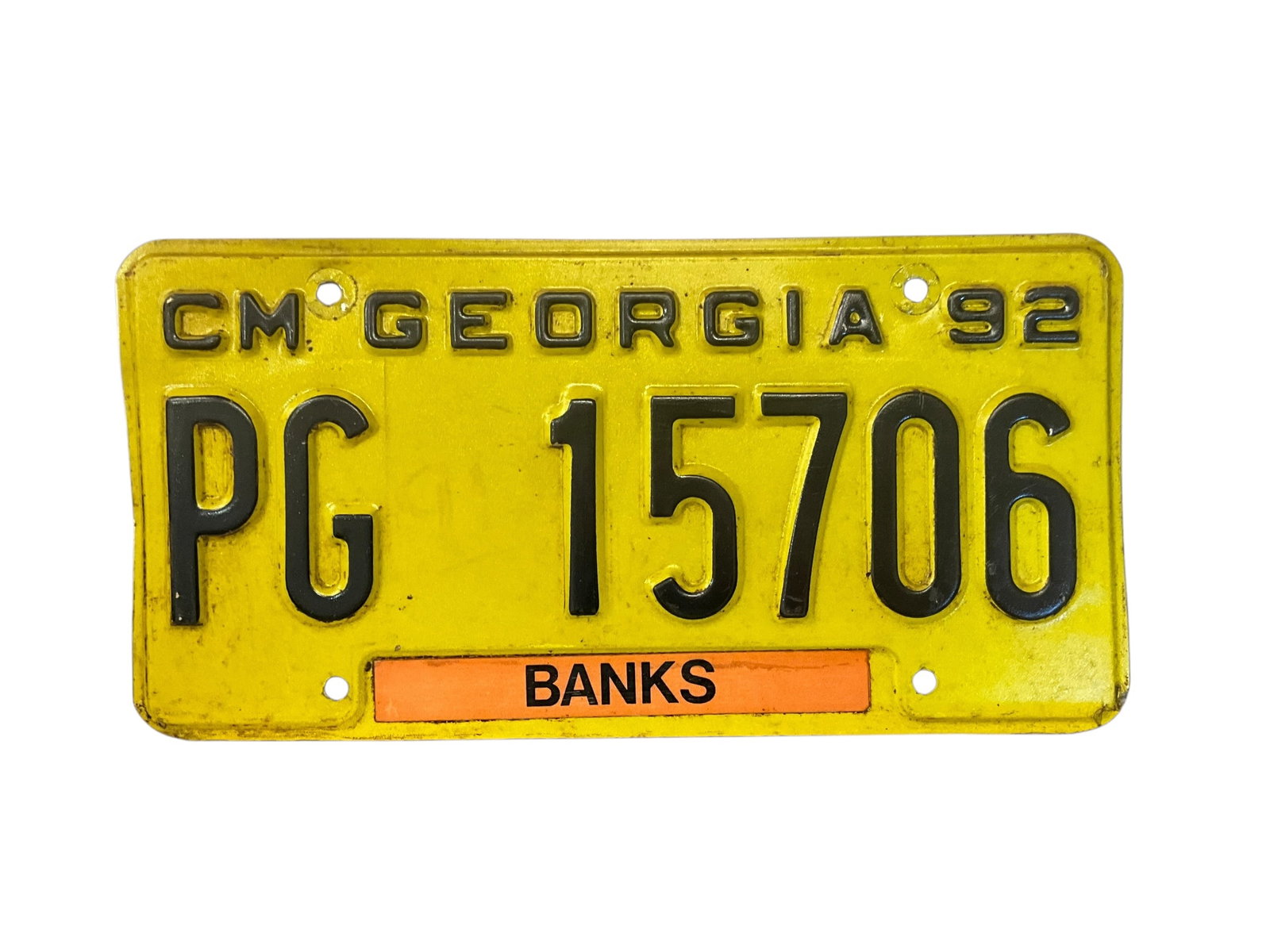 Georgia 1992 CM Auto License Plate Tag: Used condition. See photos.