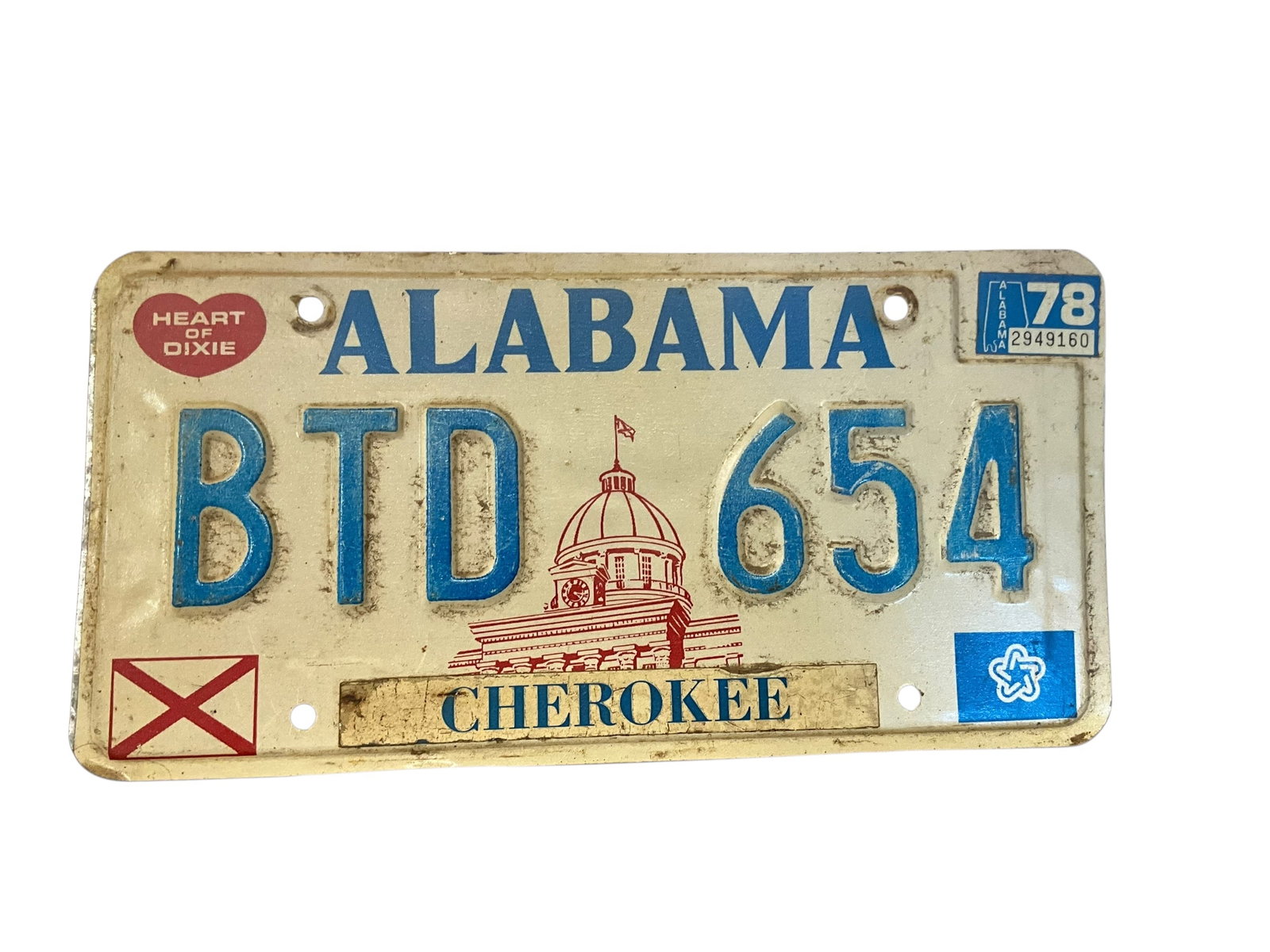 Alabama 1978 Auto License Plate Tag: Used condition. See photos.
