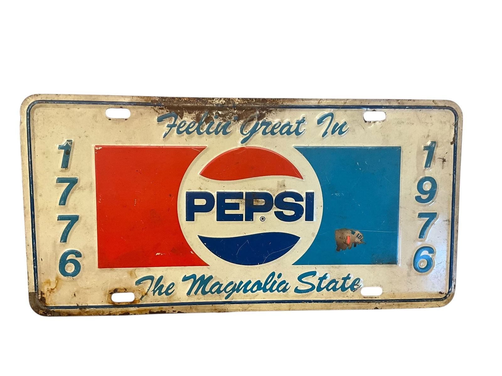 1976 Magnolia State PEPSI Auto License Plate Tag (1 of 2)