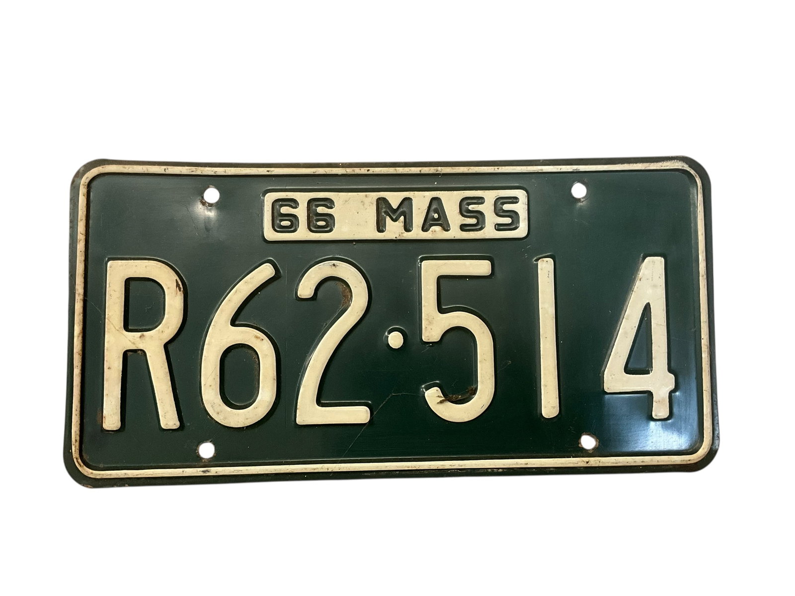 1966 Massachusetts Auto License Plate Tag: Used condition. See photos.