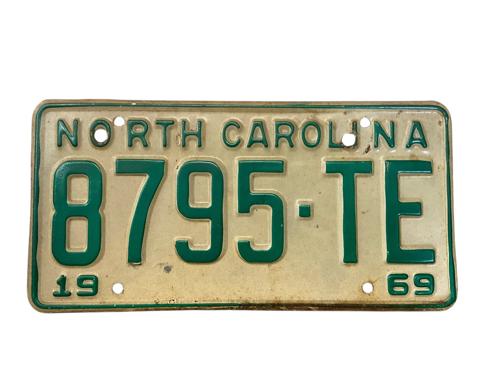 1969 North Carolina Auto License Plate Tag: Used condition. See photos.