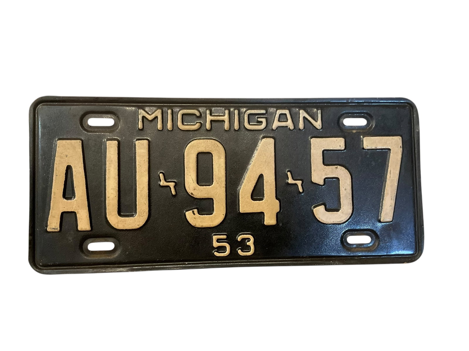 1953 Michigan Auto License Plate Tag: Used condition. See photos.