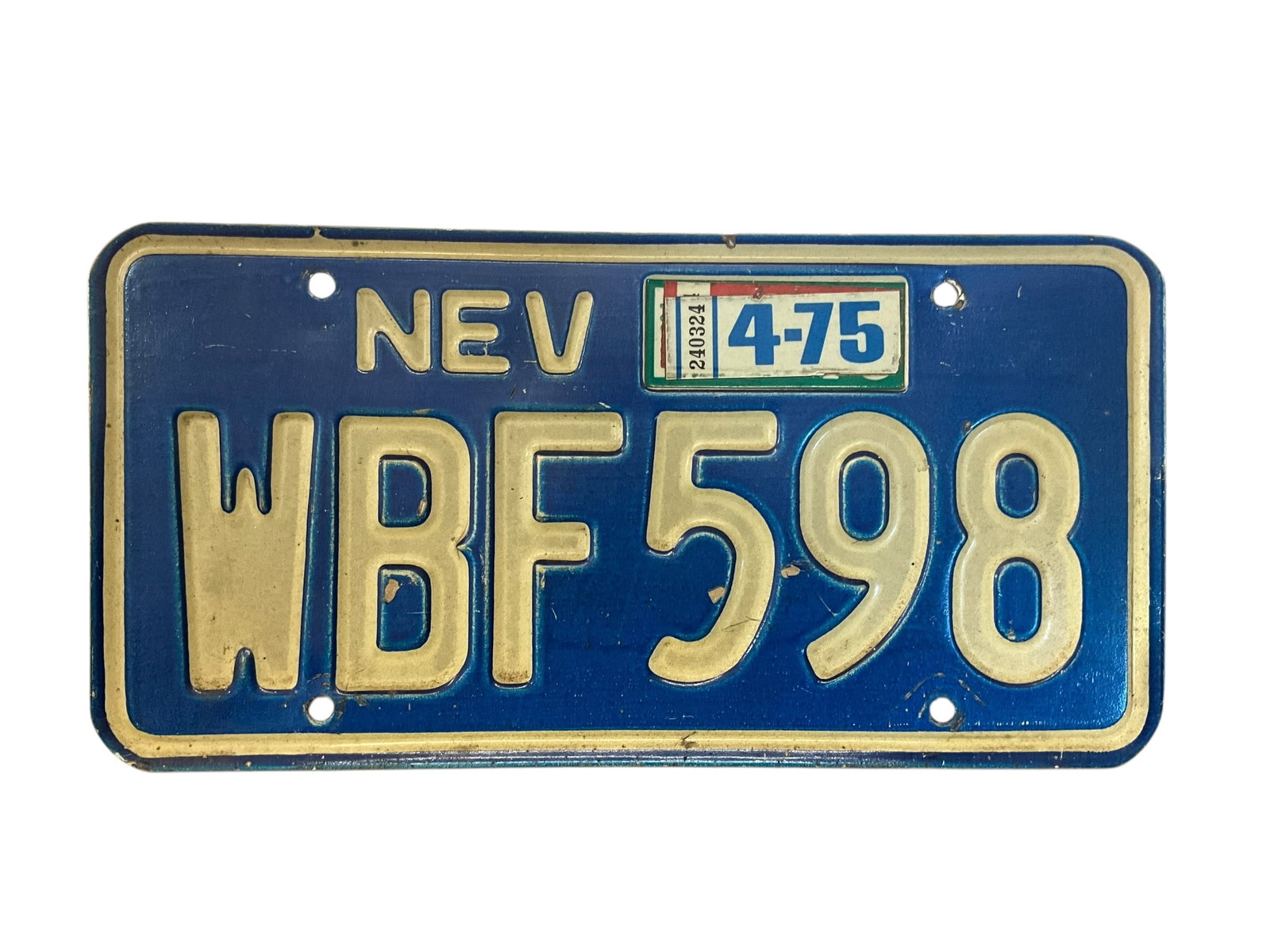 1975 Nevada Auto License Plate Tag: Used condition. See photos.