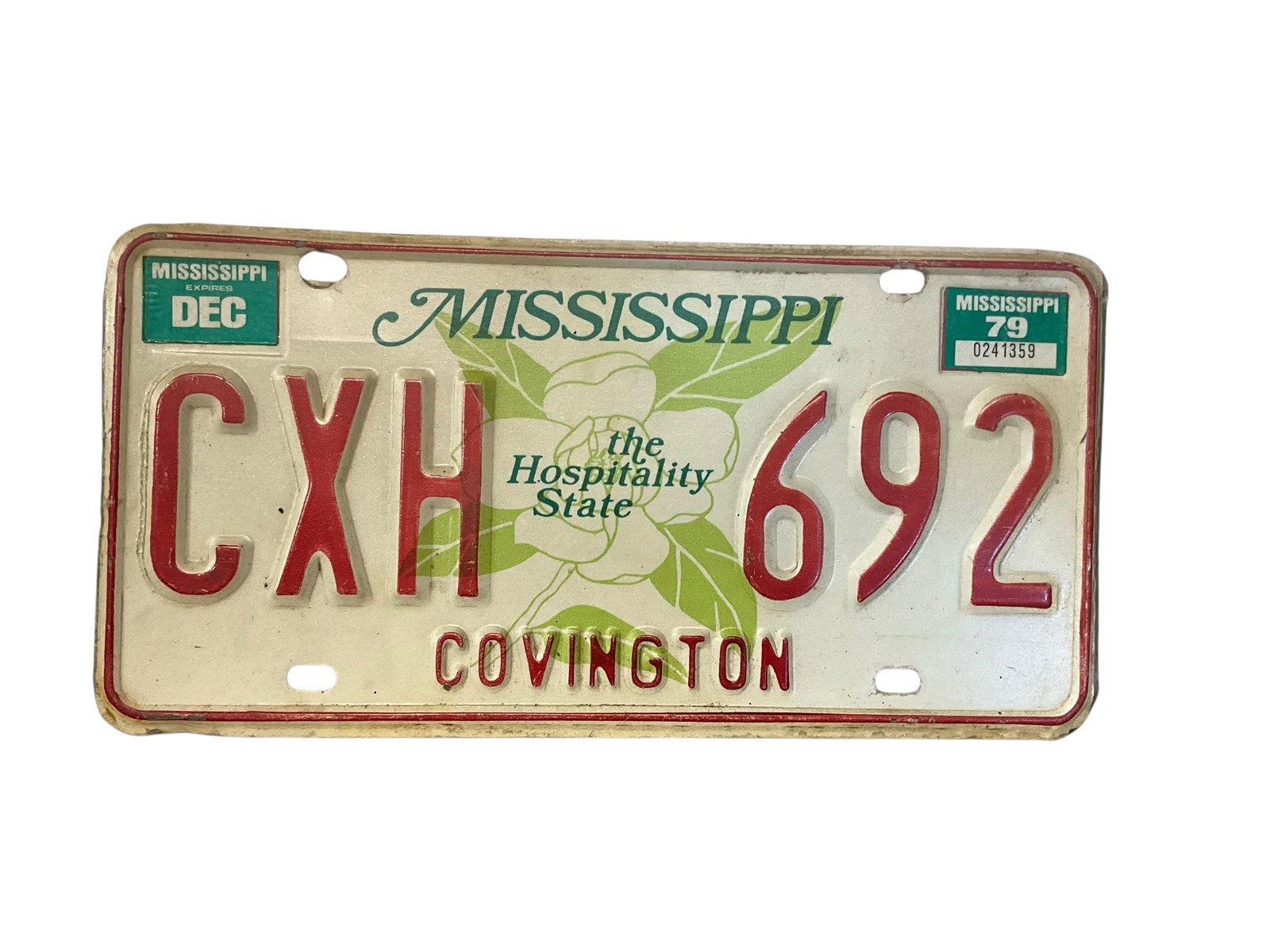 1979 Mississippi Auto License Plate Tag: Used condition. See photos.