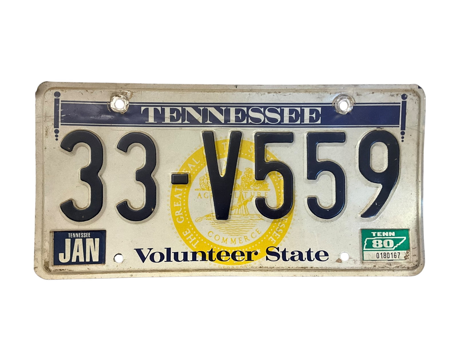 1980 Tennessee Auto License Plate Tag: Used condition. See photos.
